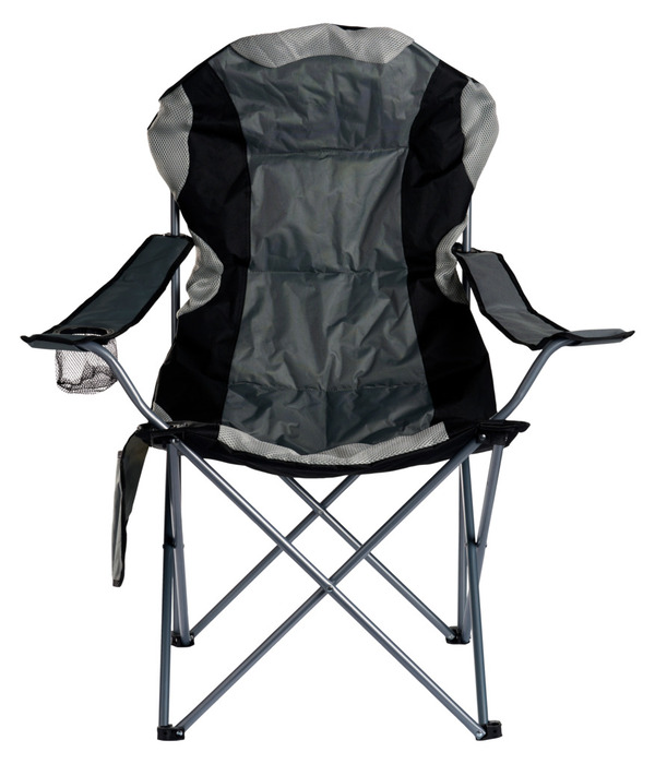 Luksus campingstol m/koppholder grå/svart - Sunlife
